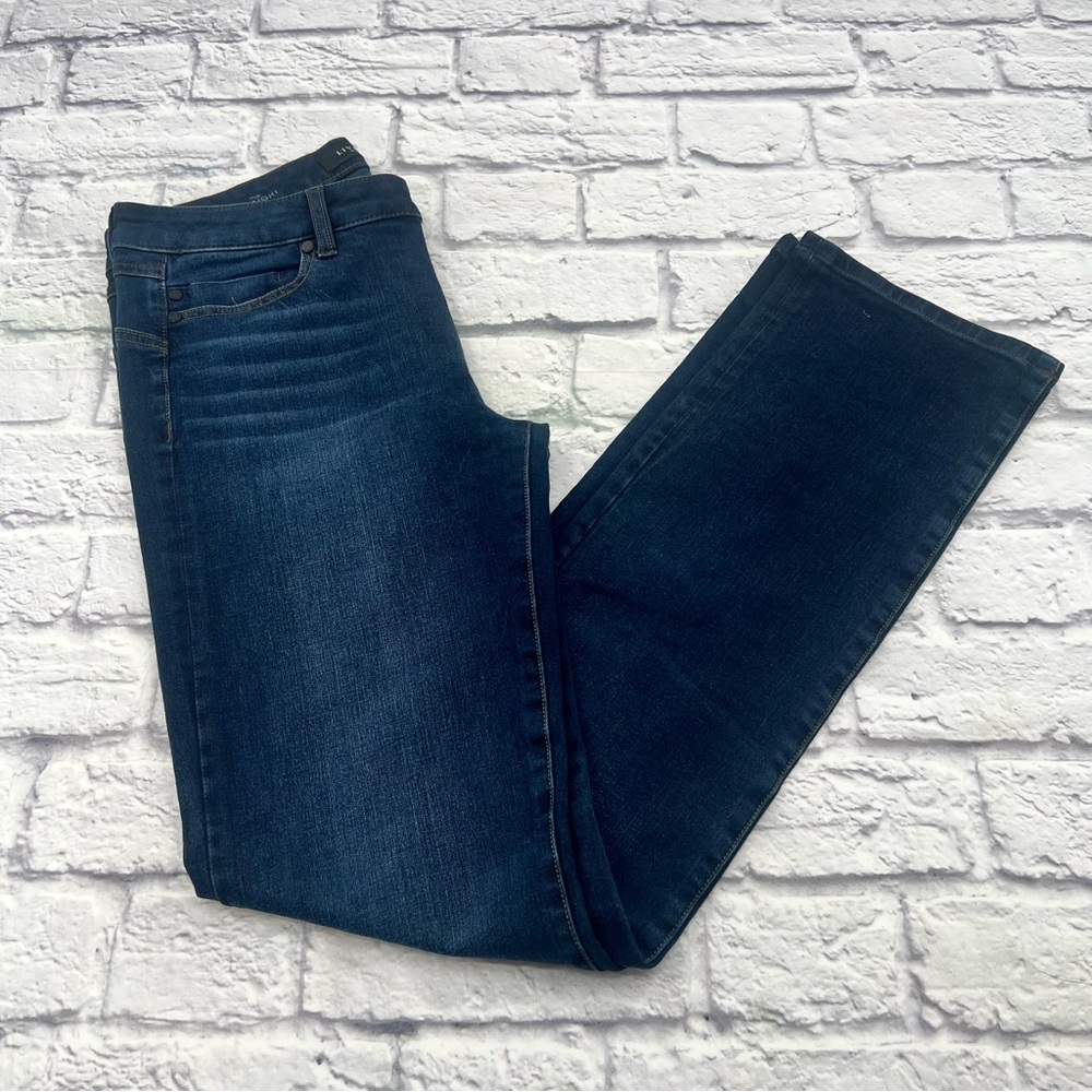 Liverpool Womans The Straight Denim Jeans 6/28 Dark Wash Stretch Fabric